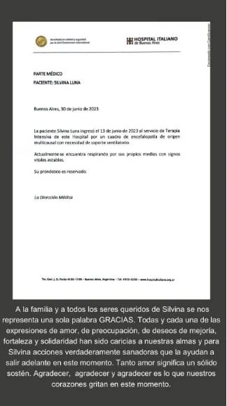 El documento que publicó Burlando sobre Silvina Luna