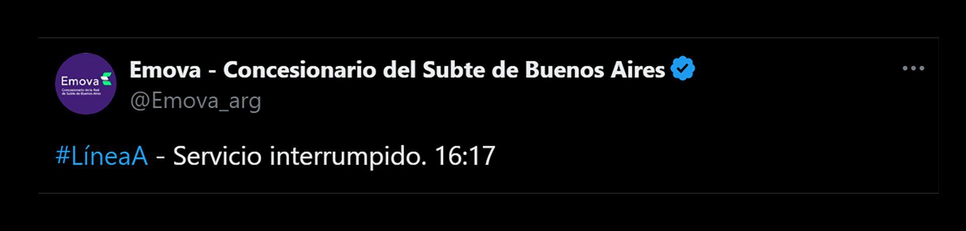 Subte: línea A interrumpida por corte de energía