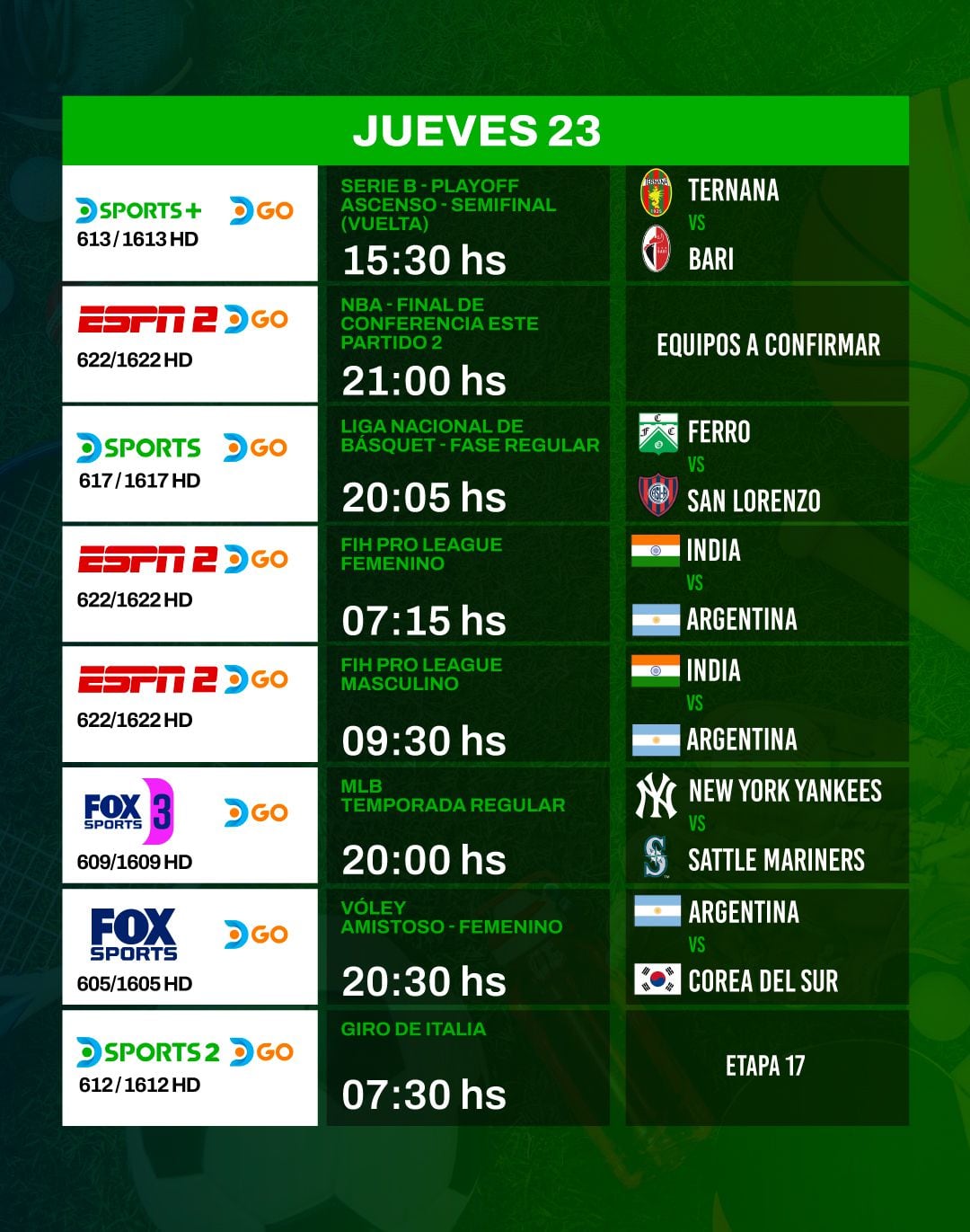 Agenda deportiva