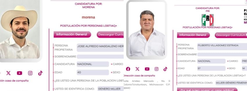 Los candidatos se identifican como mujeres y parte de la comunidad LGBT. | Captura de pantalla