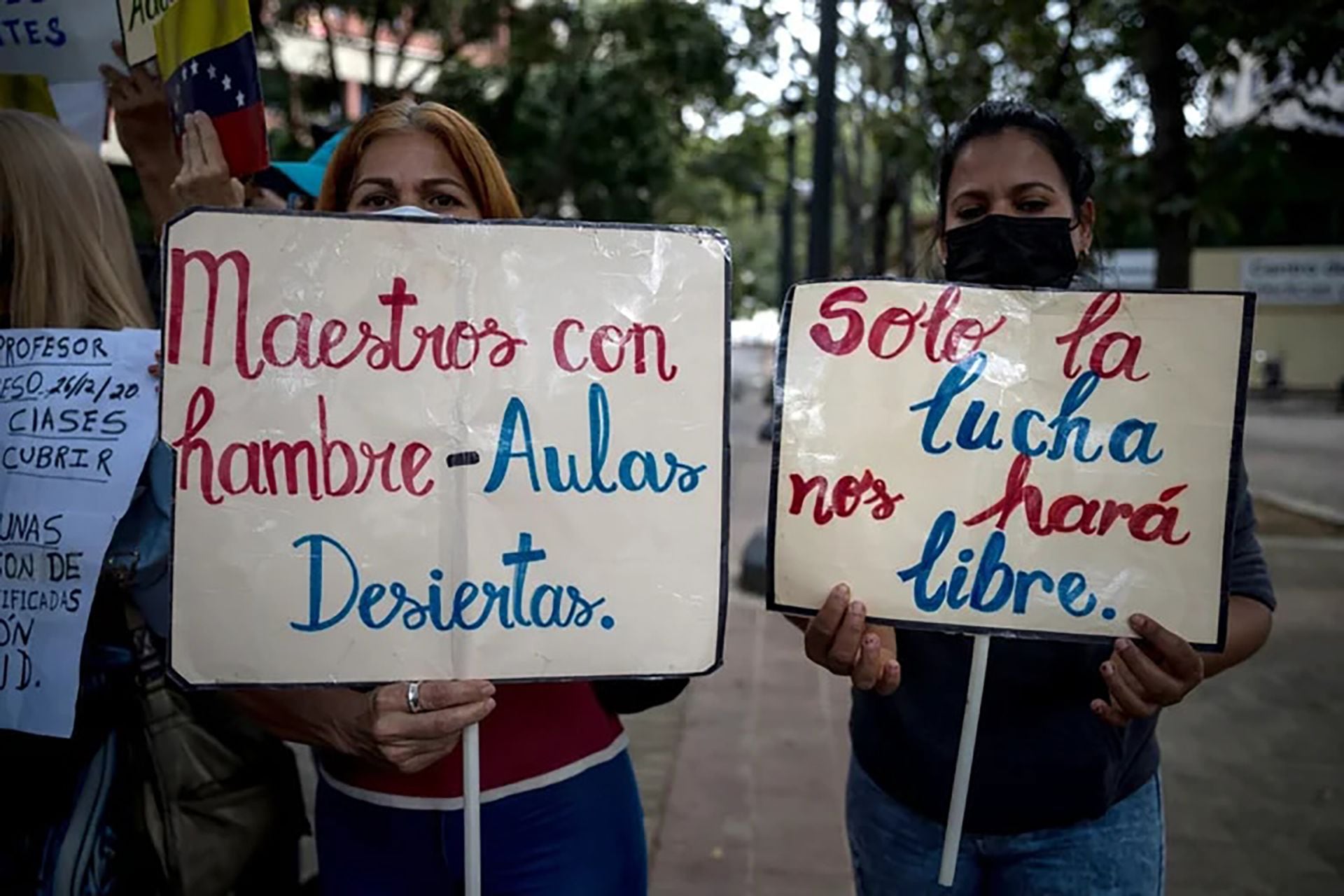 Protesta de docentes en Caracas (EFE/Miguel Gutiérrez/Archivo)