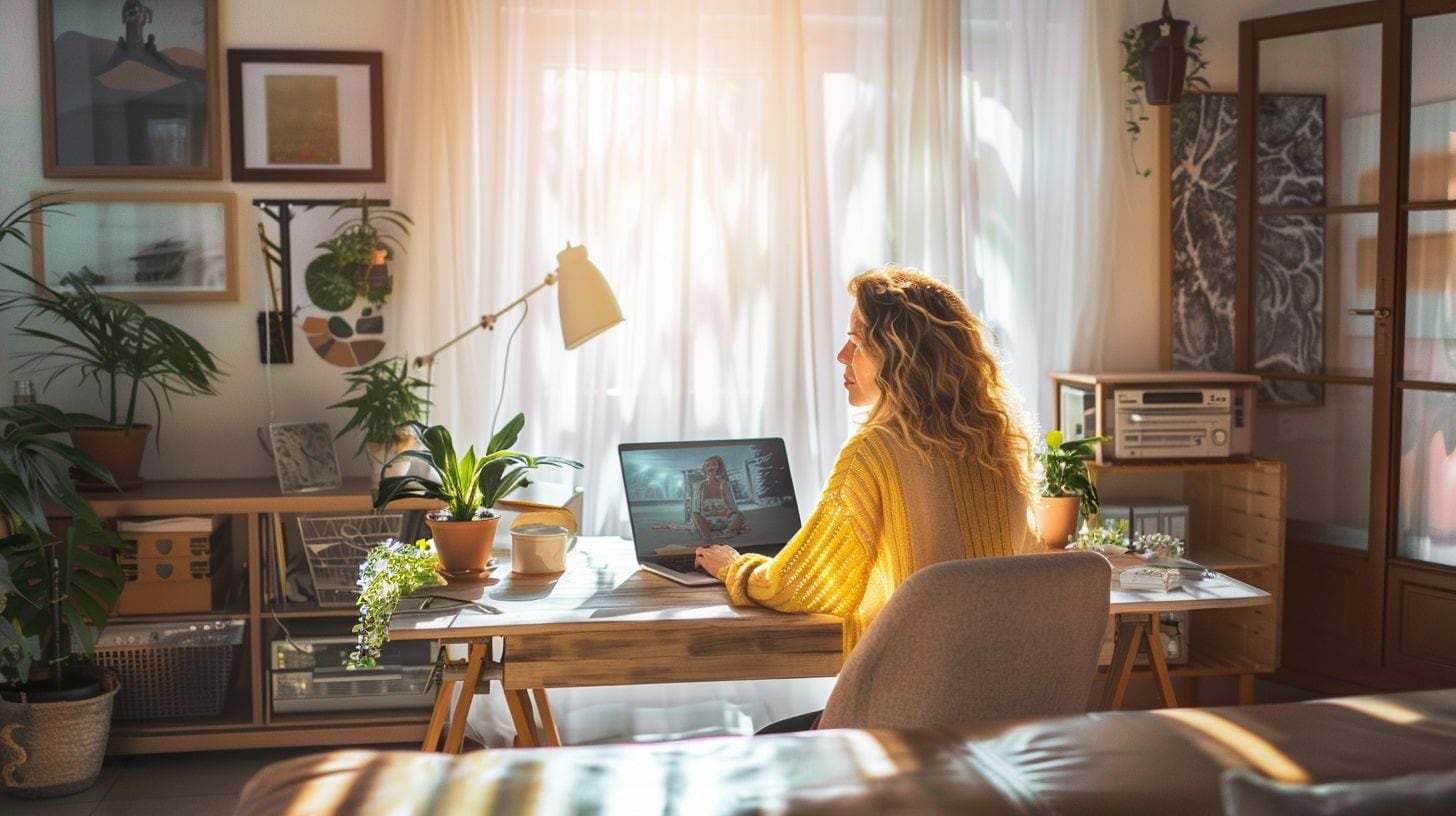 Mujer en teletrabajo, oficina en casa, productividad remota, espacio de trabajo doméstico, concentración laboral - (Imagen Ilustrativa Infobae)