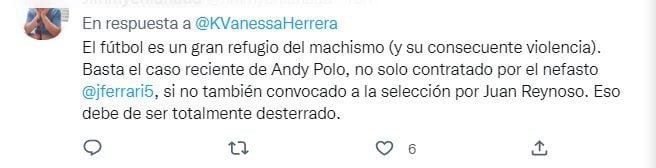 Comentarios al respecto de publicación de Vanessa Herrera. Twitter.