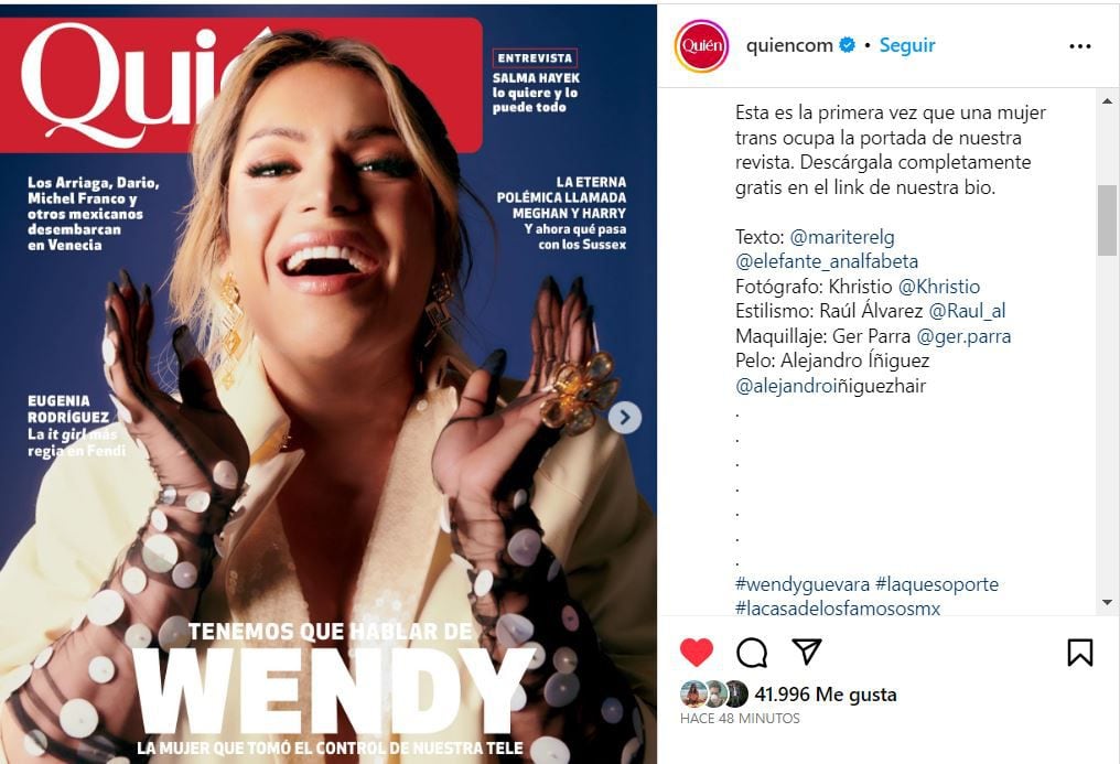 Wendy Guevara es la portada de la revista "Quién" 
(Foto: Instagram)