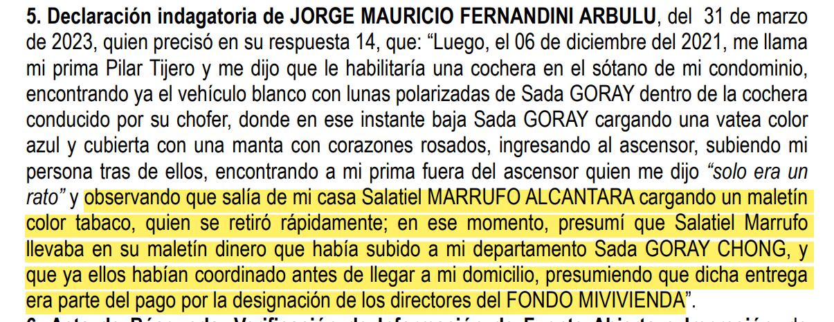 Mauricio Fernandini entregó un millón de soles de Sada Goray que se usó