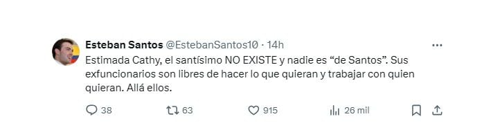 Trino de Esteban Santos sobre el posible reemplazo de Velasco en el Ministerio del Interior. (Crédito: @EstebanSantos10 / X)