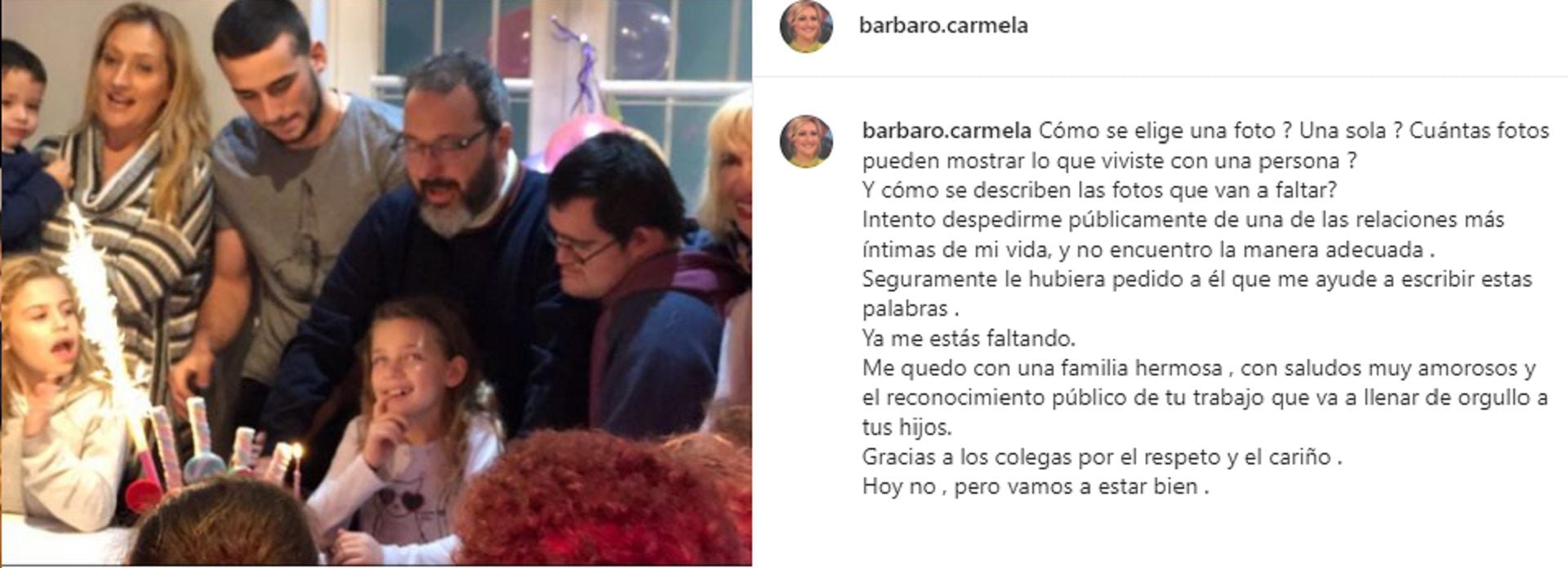 La publicación de Carmela Bárbaro tras despedir a Gerardo Rozín