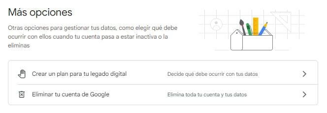 Google permite crear un plan de legado digital para saber qué pasará con una cuenta en caso de fallecimiento. (Captura)