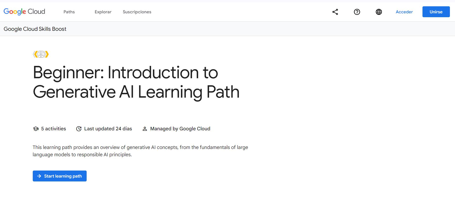 Recuerda iniciar sesión en tu cuenta de Google para empezar los talleres. (Google Cloud)