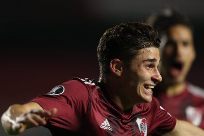 La felicidad de Julián Álvarez tras su gol en el Morumbí (REUTERS/Fernando Bizerra)