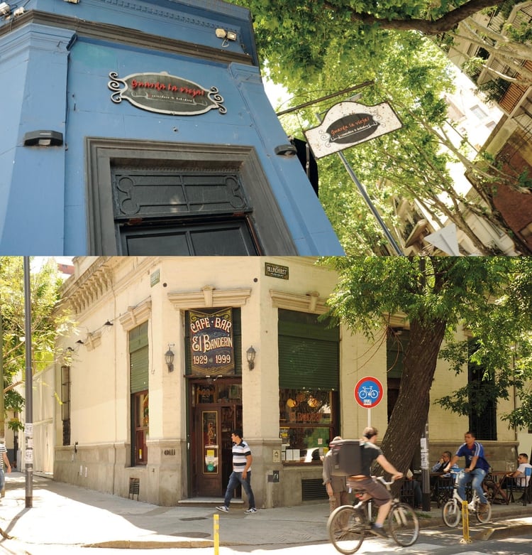 Guarda La Vieja y El Banderín, dos íconos del nuevo y el viejo Almagro.  Fotos Ariel Gutraich.