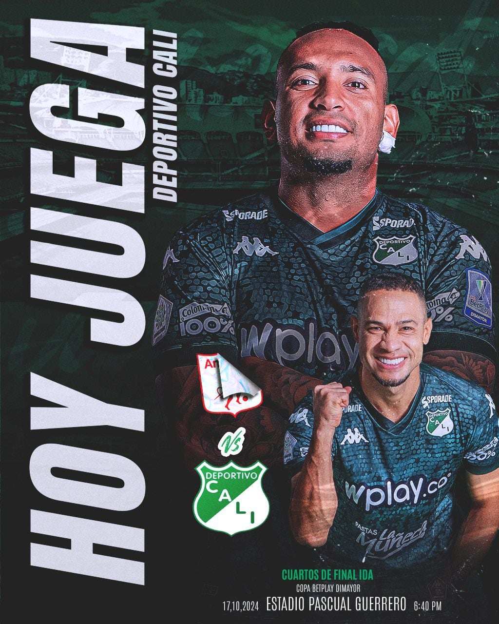 Afiche del Deportivo Cali anunciando el partido vs. América de Cali - crédito Deportivo Cali