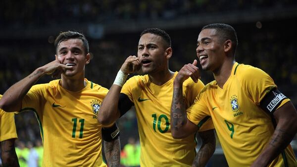 Neymar, Philippe Coutinho y Gabriel Jesus (AFP)