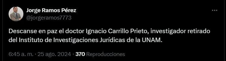 Jorge Ramos Pérez, director General de Comunicación Social de la SCJN, confirmó el fallecimiento de Ignacio Carrillo Prieto (Captura de Pantalla)