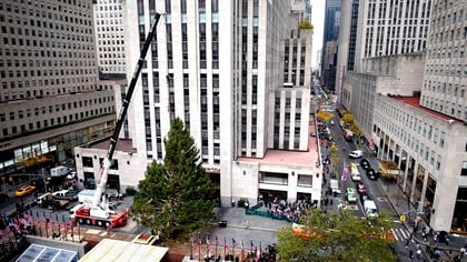 El abeto canadiense, de casi 23 metros de alto, viajó hasta la Gran Manzana desde la localidad de Oneonta, en la zona central del estado de Nueva York. EFE/Justin Lane/Archivo
