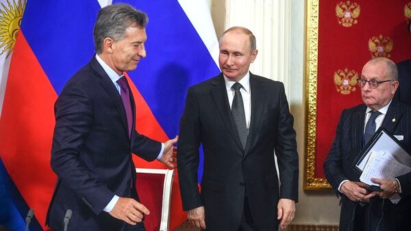 Mauricio Macri y Vladimir Putin durante la visita de Macri a Rusia en enero