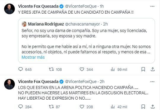 Vicente Fox continuó sus críticas en contra de Mariana Rodríguez. | Captura de pantalla