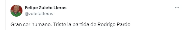 Felipe Zuleta se pronunció sobre la muerte de Rodrigo Pardo - crédito Redes sociales/X