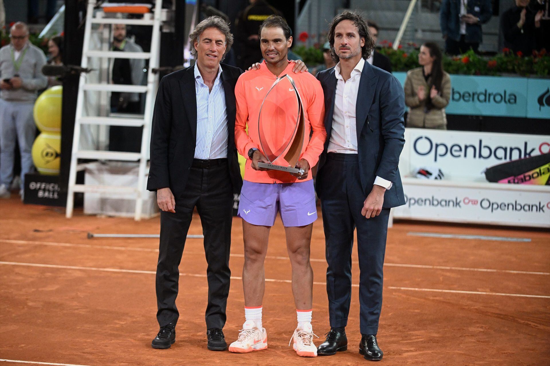 Rafa Nadal y Feliciano López en el Mutua Madrid Open. (José Oliva / Europa Press)