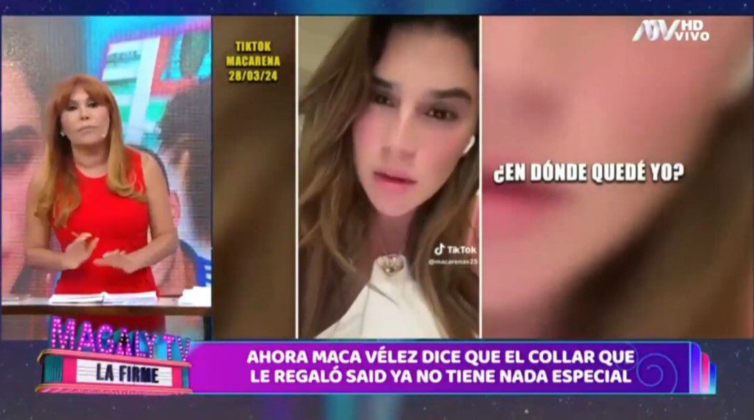 Macarena Vélez publicó enigmático video a poco del compromiso de Alejandra Baigorria y Said Palao. (Captura: Magaly TV La Firme)