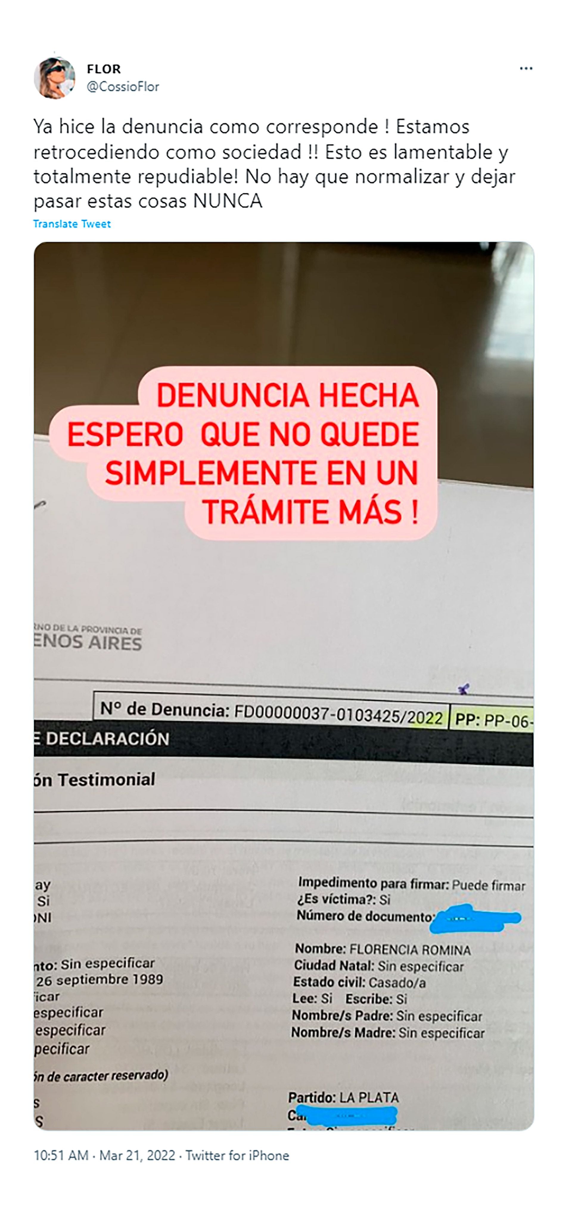 Brahian Aleman denuncia