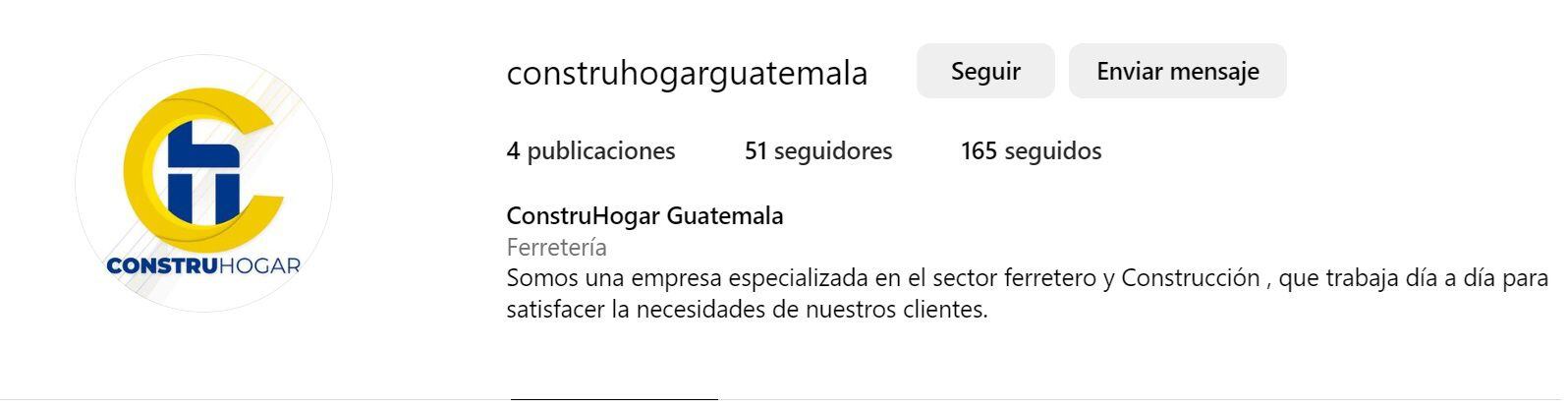 Instagram de una de las empresas supuestamente ligadas a Los Pochos
(Foto: Instagram/construhogarguatemala)