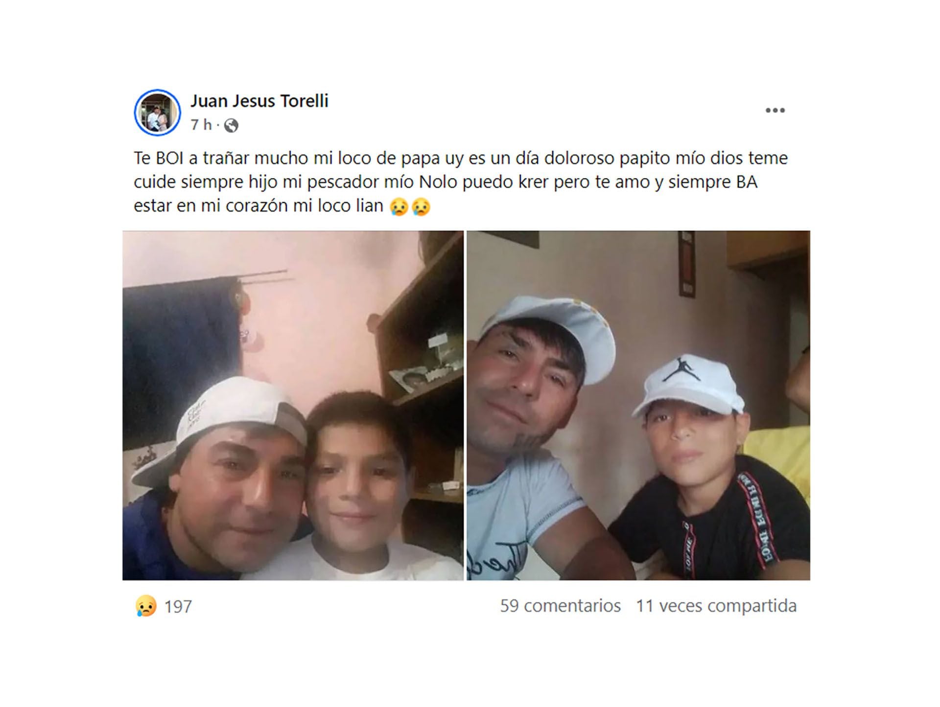 El posteo del papá de Lian