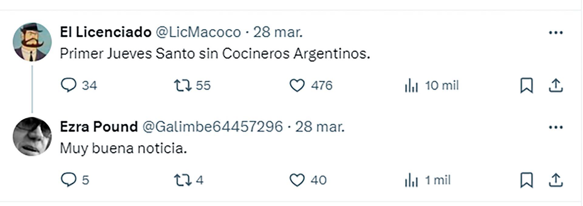 El comentario de Ezra Pound, alter ego tuitero de Andrés Calamaro, sobre el final de Cocineros Argentinos (Foto: Twitter)