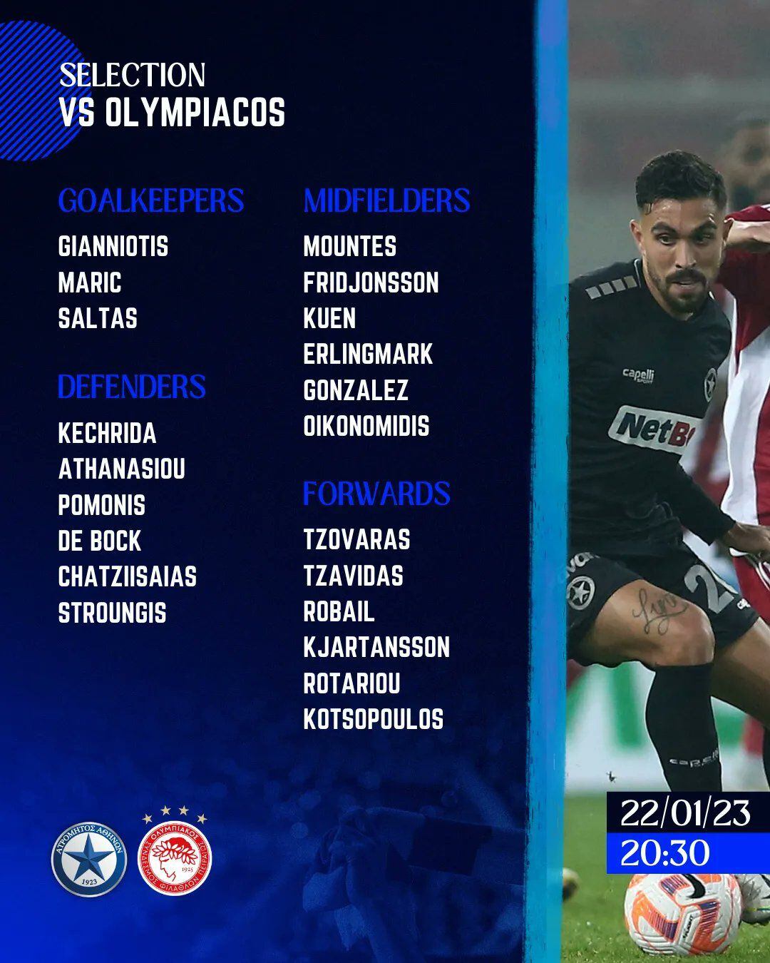 Convocados por Atromitos FC para recibir a Olympiacos - liga griega fecha 19