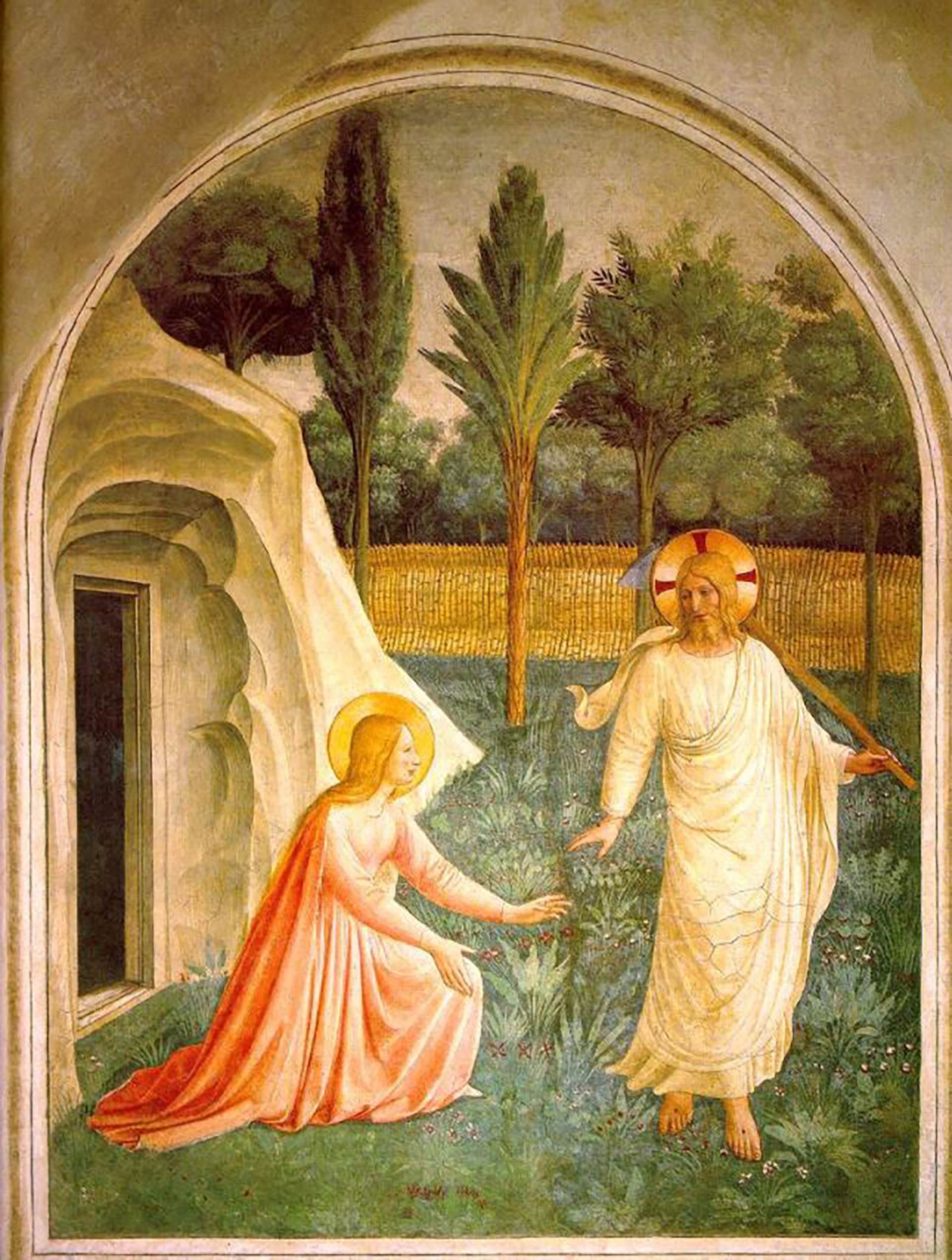 Noli me tangere de Fa Angelico 1437-1446. María Magdalena descubre a Jesús