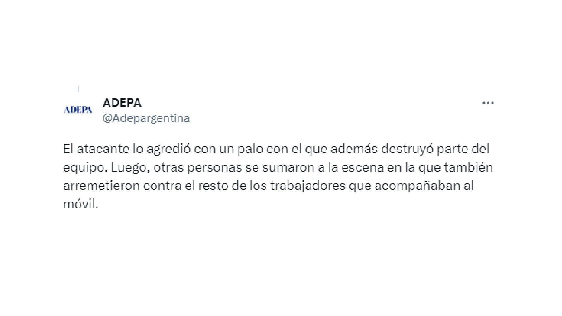 El comunicado de ADEPA por el ataque que recibió el equipo de Crónica TV