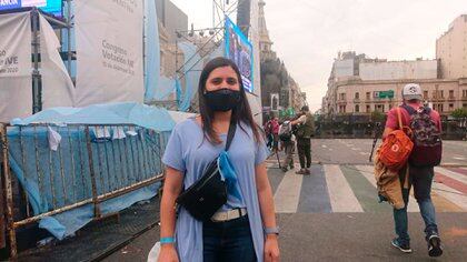 Ana Mármora, de 29 años, es una de las referentes del movimiento por las dos vidas. Fue una de las voces que arengó a los celestes desde el escenario