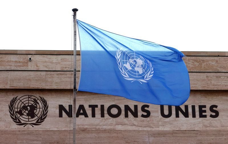 Una bandera en un edificio durante el Consejo de Derechos Humanos en las Naciones Unidas en Ginebra, Suiza. REUTERS/Denis Balibouse