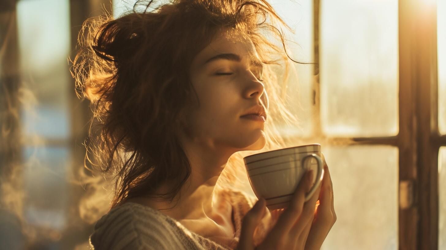 Imagen de una mujer aparentemente exhausta, adormilada con una taza de café en la mano, representando el desafío de enfrentar el agotamiento matutino. Captura la realidad de muchas personas que afrontan la falta de sueño y el estrés de la rutina diaria, resaltando la necesidad de equilibrar las exigencias de la vida con un descanso adecuado para preservar la salud. (Imagen ilustrativa Infobae)