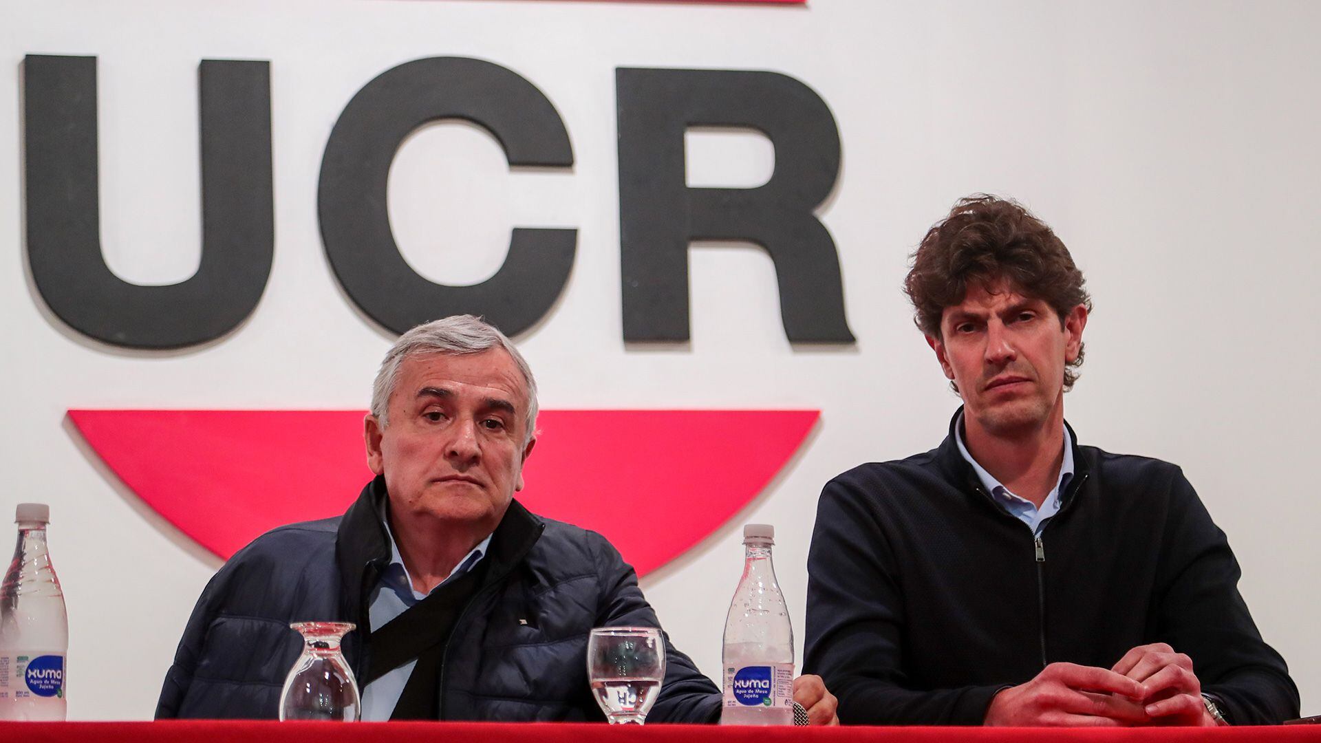 Gerardo Morales y Martín Lousteau comunicaron en conferencia de prensa su rechazo a apoyar a Javier Milei y a Sergio Massa en el balotaje (Luciano González)