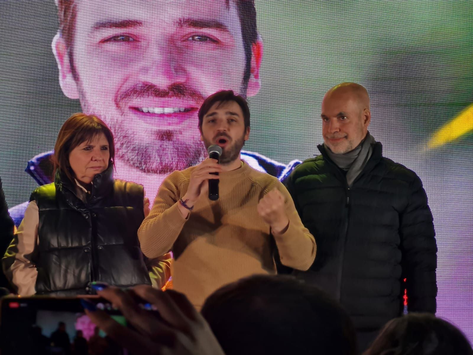 Discurso de Ignacio "Nacho" Torres, tras conocer los resultados de la elección de Chubut, junto a Horacio Rodríguez Larreta y Patricia Bullrich