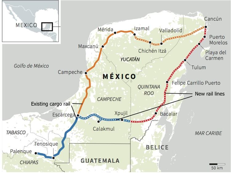 Ruta propuesta del Tren Maya (Proyecto Tren Maya/ Reuters)
