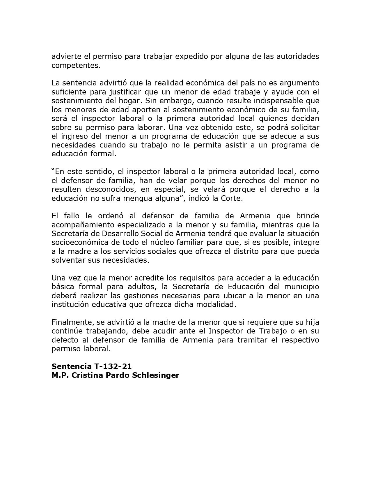 Corte Constitucional Aclaró Que El Permiso Para Que Los Menores De Edad Trabajen Solo Se Puede 9164