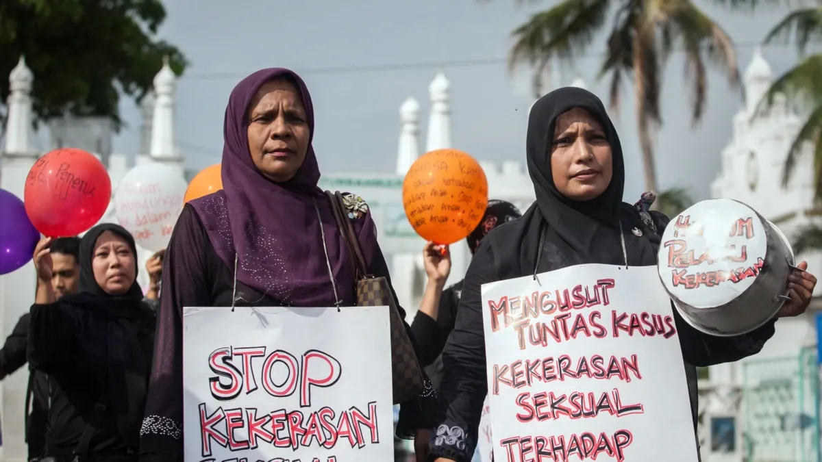 Madres indonesias protestan contra el abuso sexual infantil en Banda Aceh, el 24 de abril de 2014. | Foto: Voa News