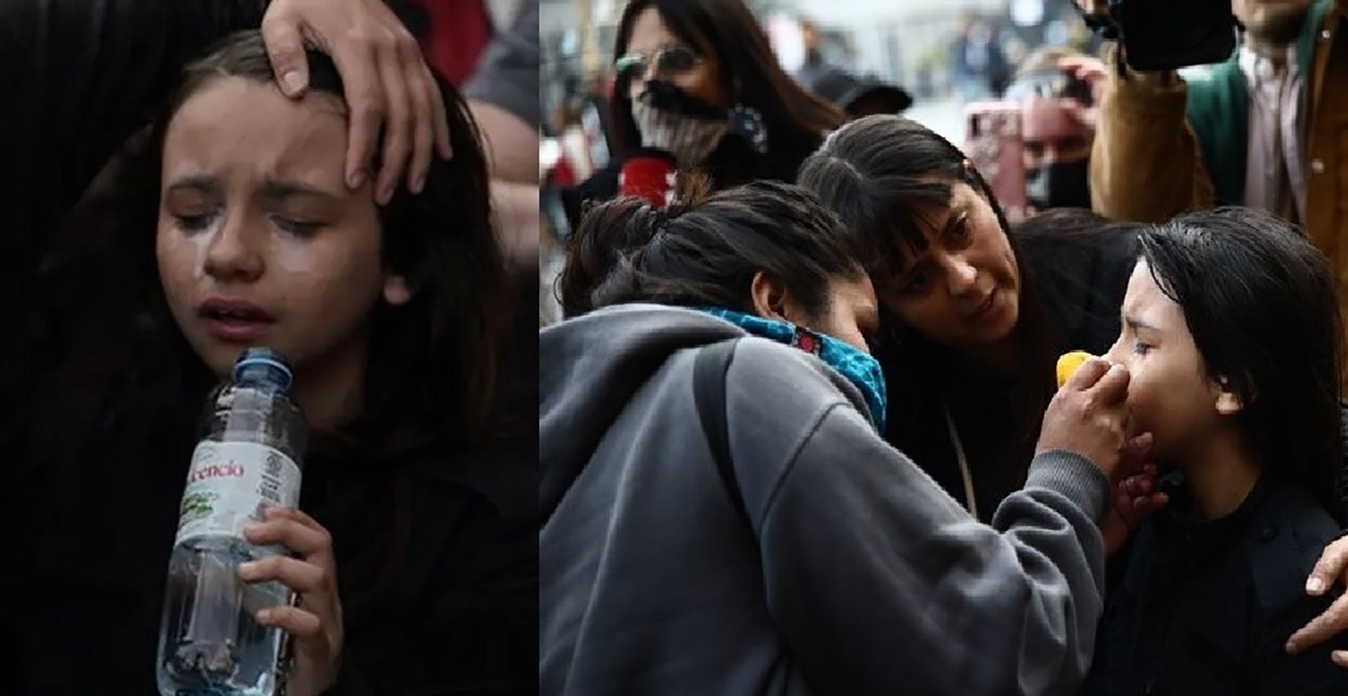 Una niña de 10 años, afectada por el gas pimienta en una protesta contra el veto a la reforma previsional