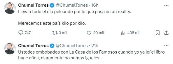 El comunicador explotó contra los seguidores de este programa. (@ChumelTorres)