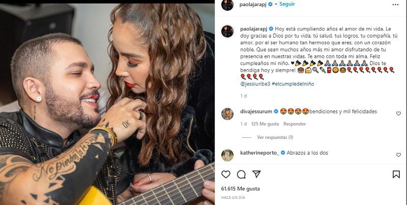 “O amor da minha vida”, Paola Jara fica romântica quando comemora o aniversário de Jessi Uribe. Foto: Instagram @paolajarapj