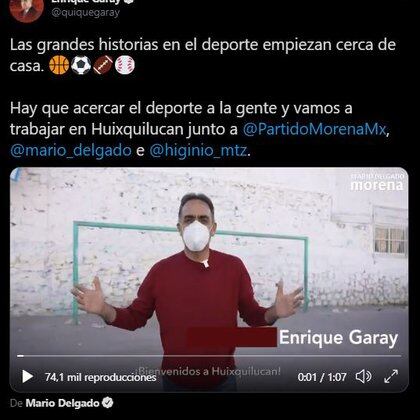 Garay se suma a la lista de las personalidades que han buscado, o buscarán, un puesto político en las próximas elecciones (Foto: Twitter@/quiquegaray)