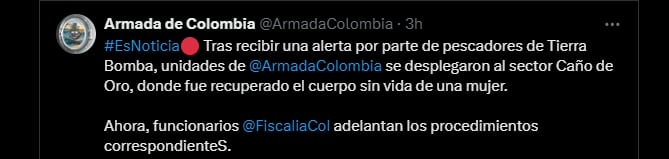 El hecho fue atendido por el personal de la Armada - crédito Armada de Colombia