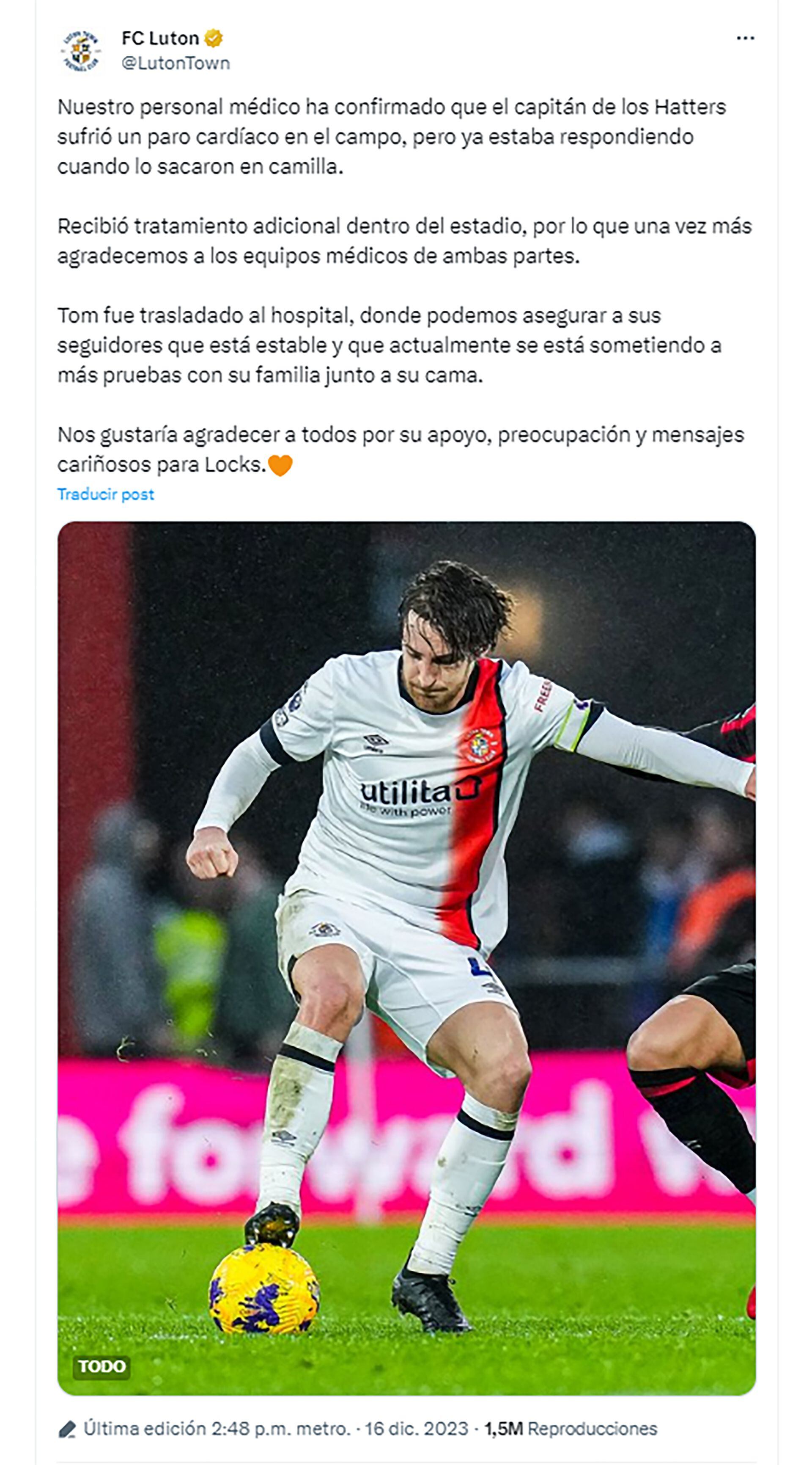 Koka - Partida entre Luton Town e Bournemouth é suspensa após colapso  cardíaco de jogador