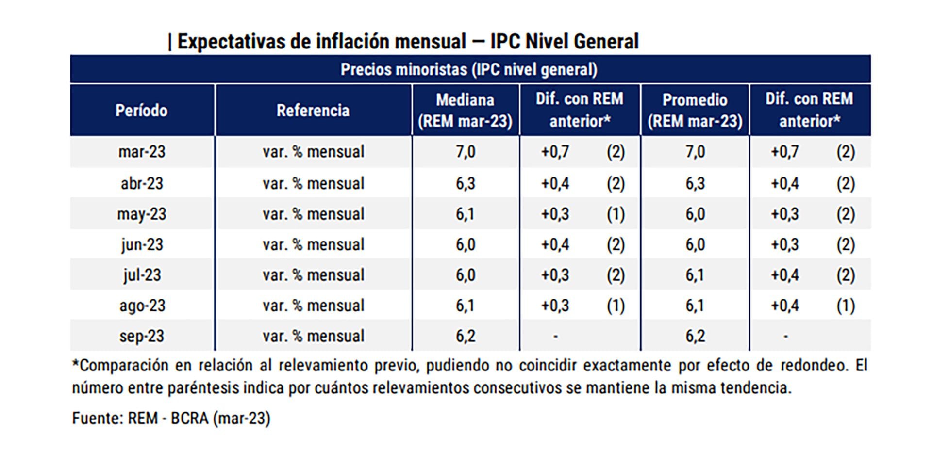 REM marzo 2023 BCRA