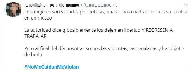 El hashtag #NoMeCuidanMeViolan ha sido usado en Twitter 56,1 mil veces (captura de pantalla)