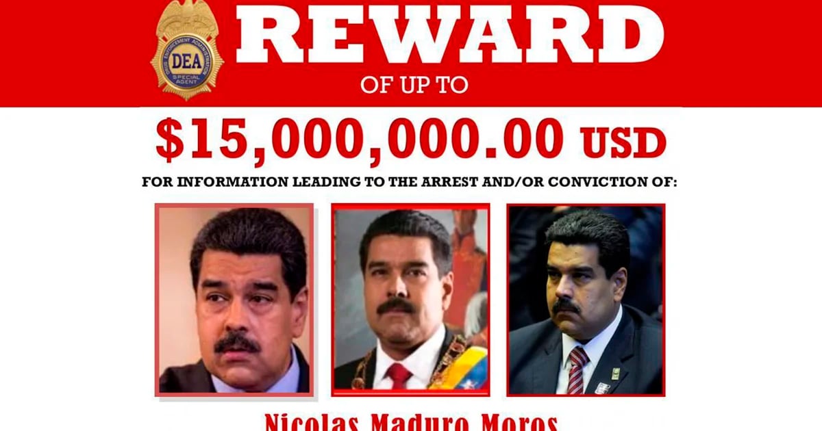 Estados Unidos mantiene vigente la recompensa de 15 millones de dólares por la captura del dictador Nicolás Maduro - Infobae