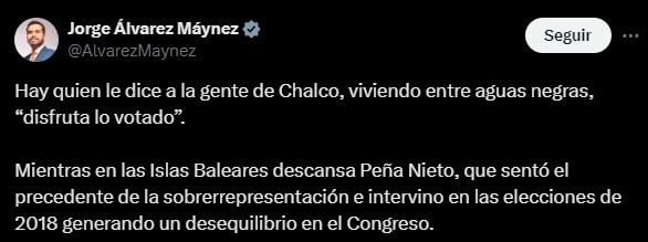 El excandidato a la presidencia se refirió a quienes reprocharon el voto a Morena y sus aliados (X/@AlvarezMaynez)