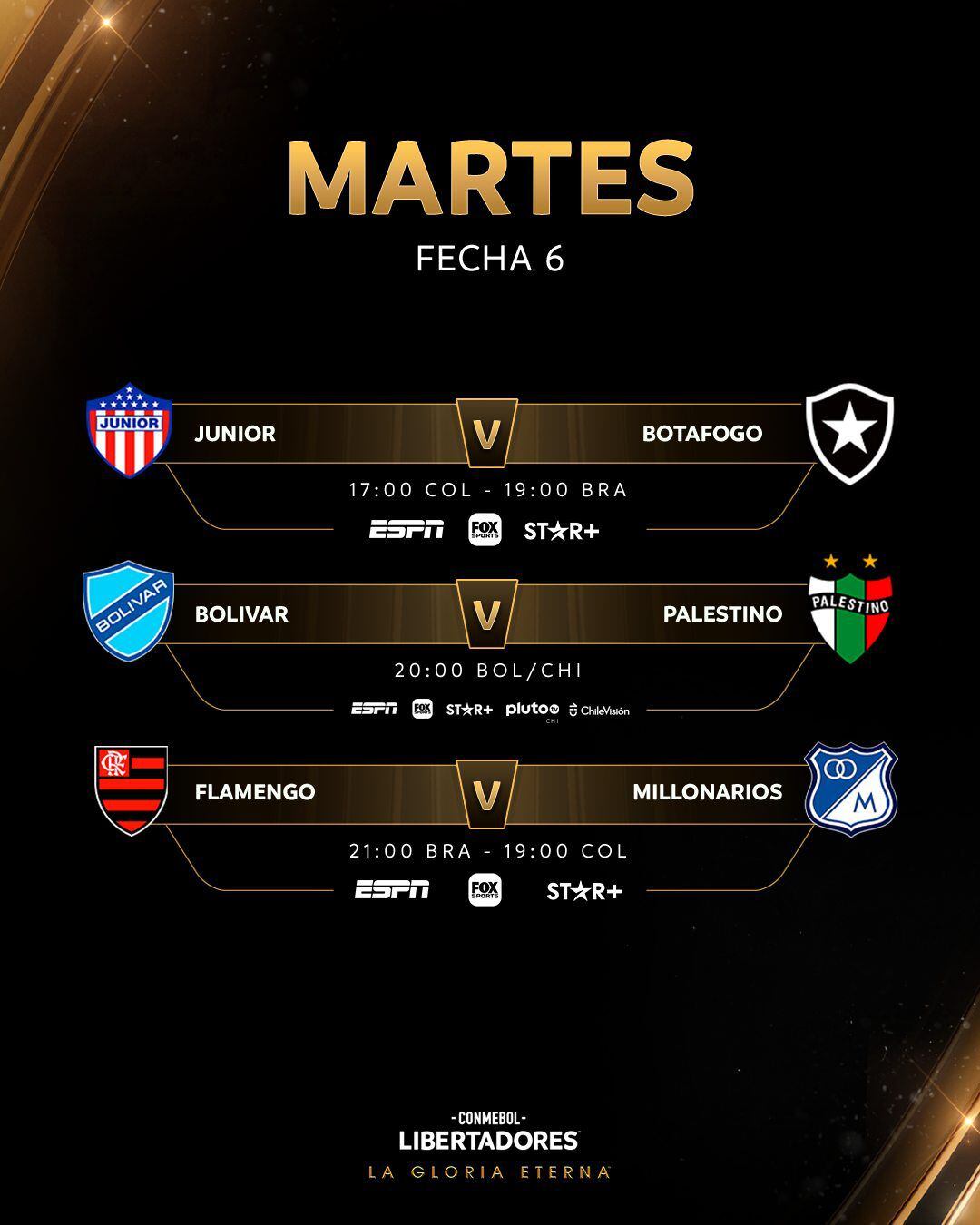 Partidos del martes 28 de mayo de la última fecha de la fase de grupos de la Copa Libertadores 2024